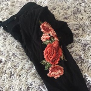 Embroidered flower sweats